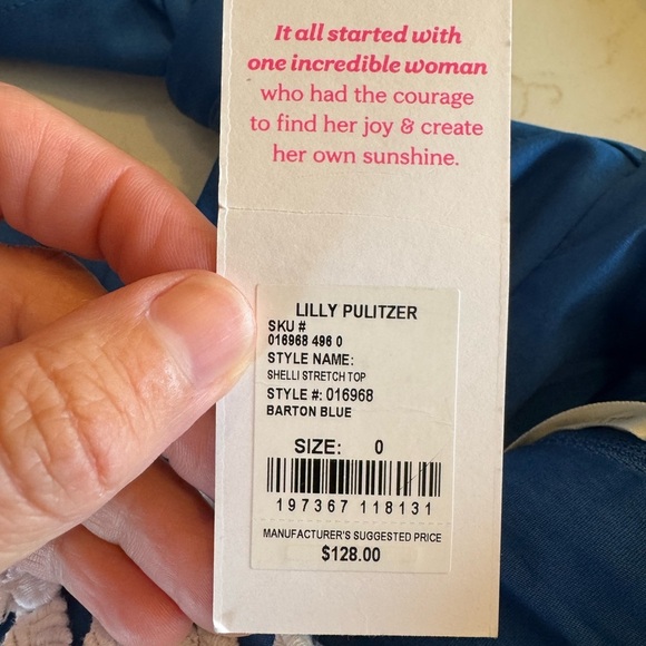 NWT Lilly Pulitzer Barton Blue Stretch Top Adjustable Straps Ribbon Detail / 0 - Picture 5 of 13